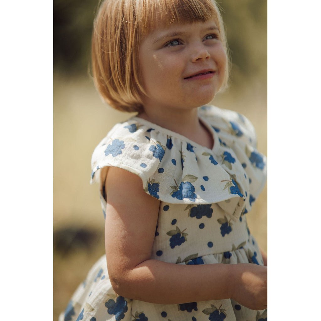 Organic Blueberry Frill Dress